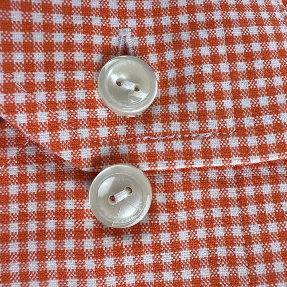 Eton Shirt Mens M Orange Gingham Checkered Contemporary Cotton BD Preppy Pocket* - Picture 7 of 16